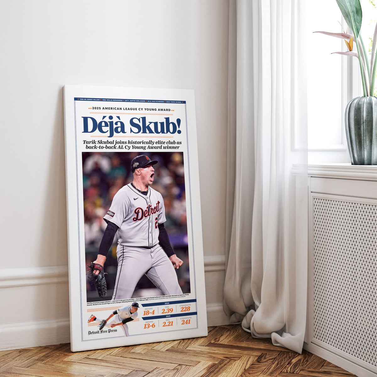 Tarik Skubal Back-to-Back AL Cy Young Front Page Wall Art (2025)