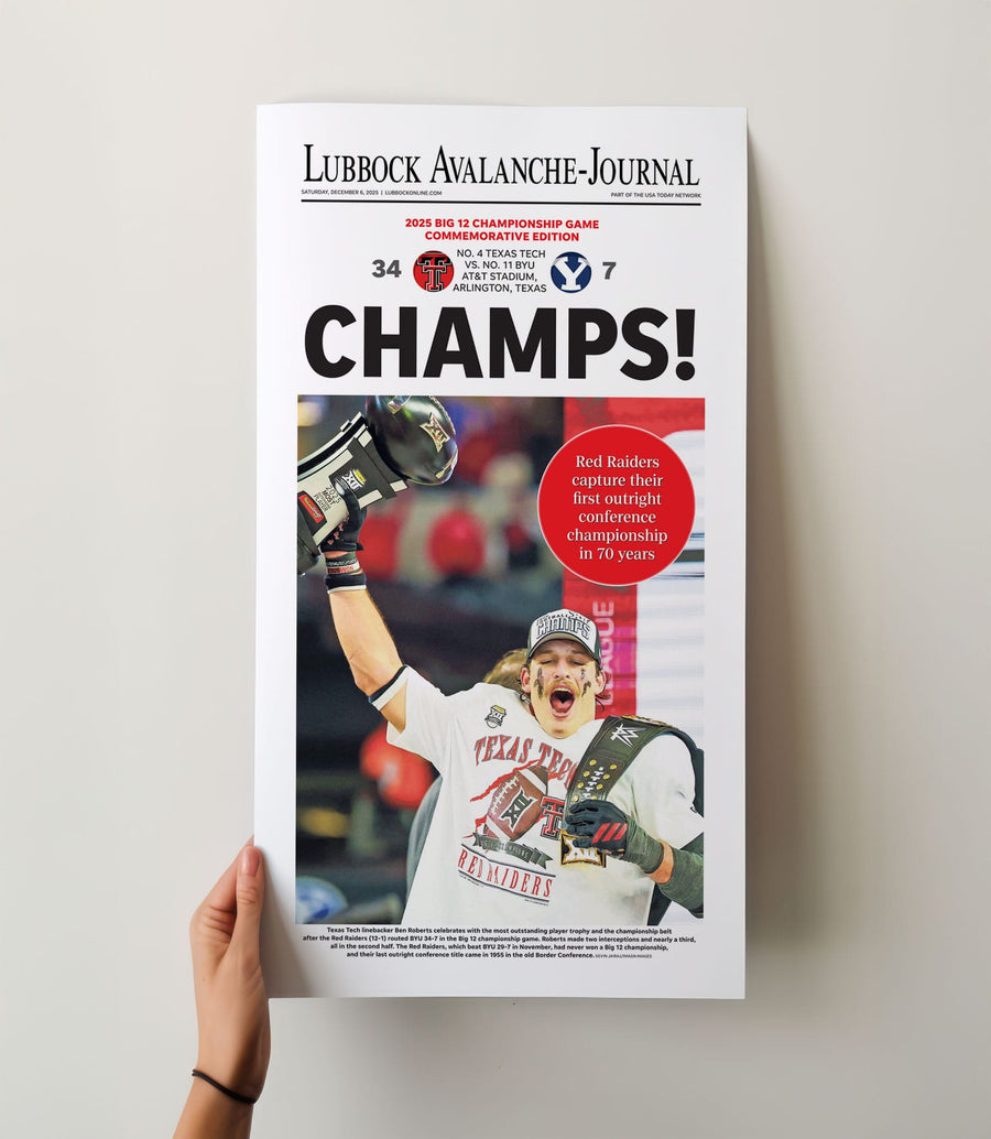 Texas Tech Big 12 Champs Front Page Wall Art