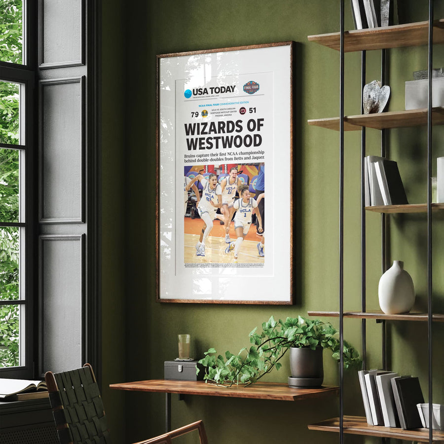 UCLA Women's Basketball Champions Wizards of Westwood 2026 Front Page Wall Art