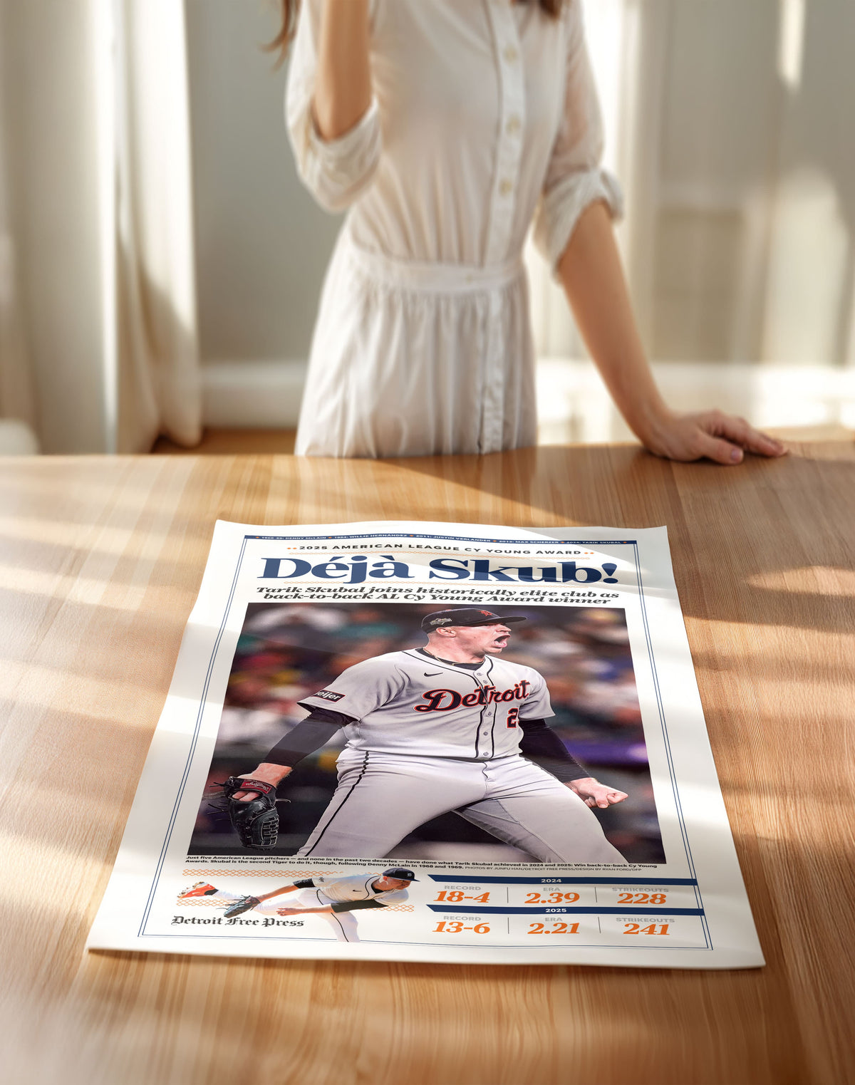 Tarik Skubal Back-to-Back AL Cy Young Front Page Wall Art (2025)