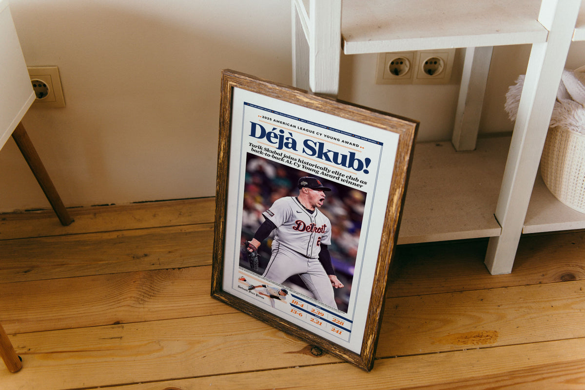Tarik Skubal Back-to-Back AL Cy Young Front Page Wall Art (2025)