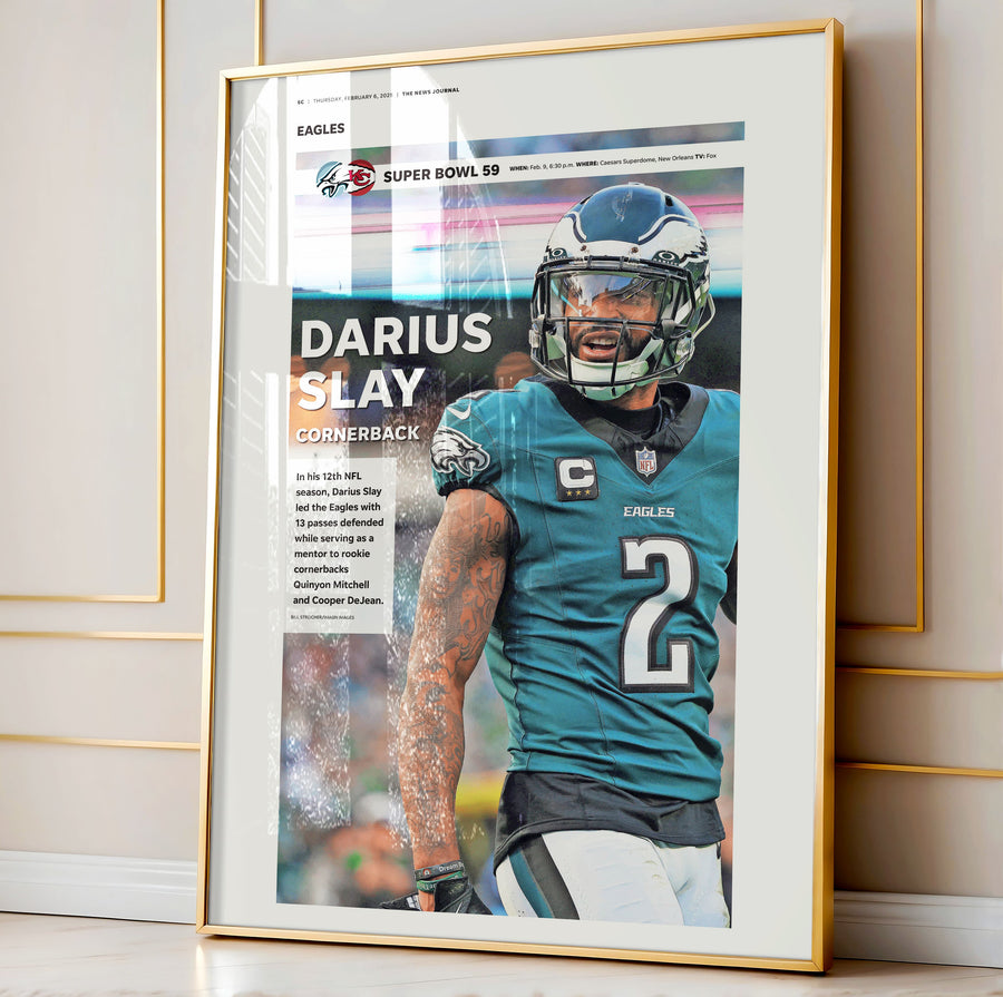 Philadelphia Eagles Darius Slay Super Bowl LIX Commemorative Front Page Wall Art