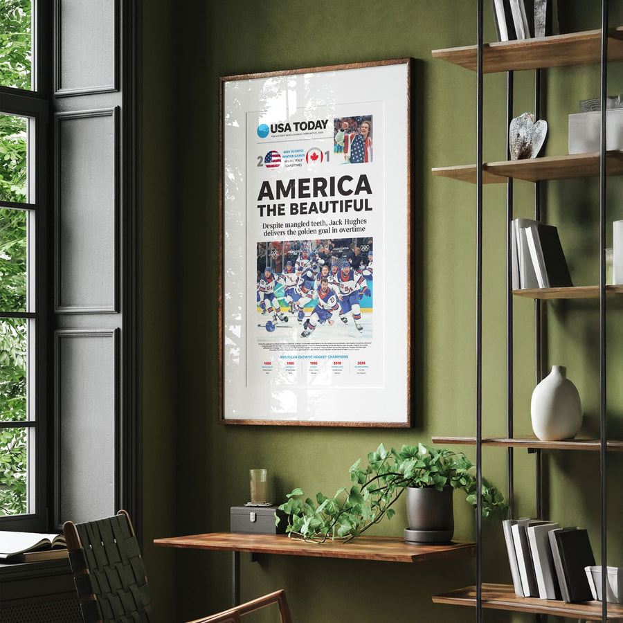 Team USA Hockey Olympics 2026 Gold Front Page Wall Art