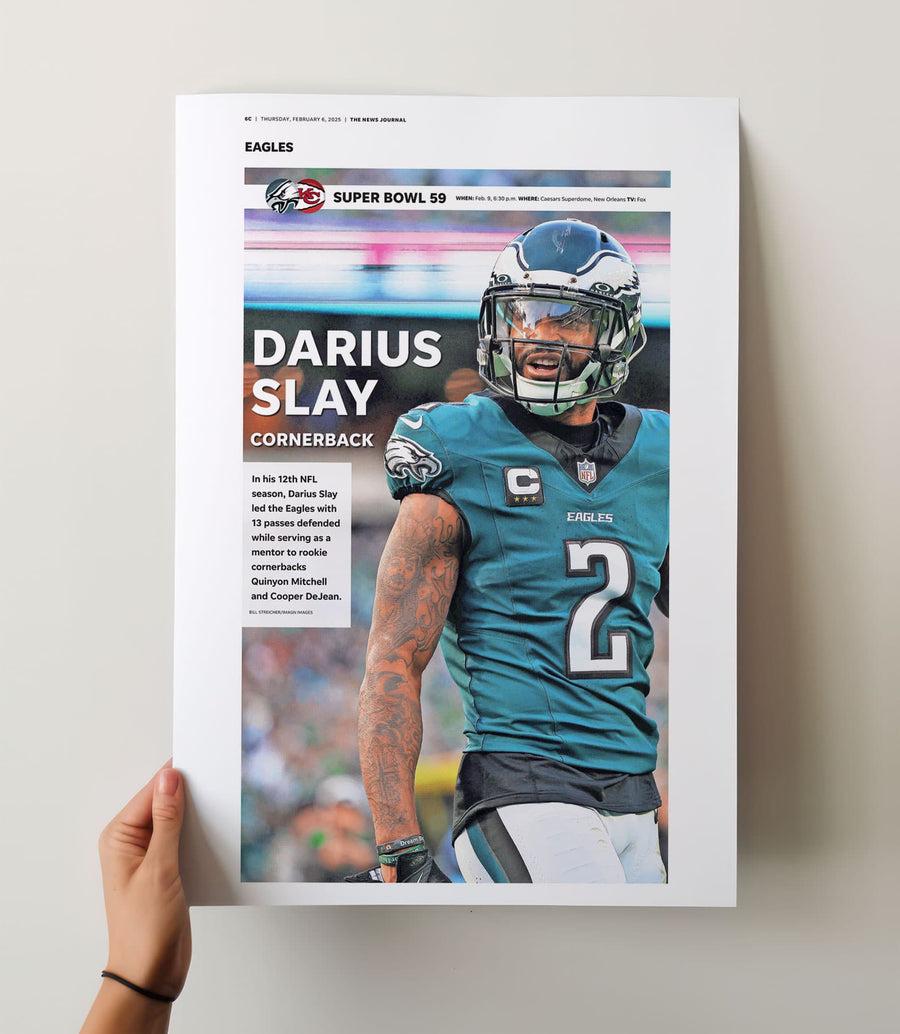 Philadelphia Eagles Darius Slay Super Bowl LIX Commemorative Front Page Wall Art