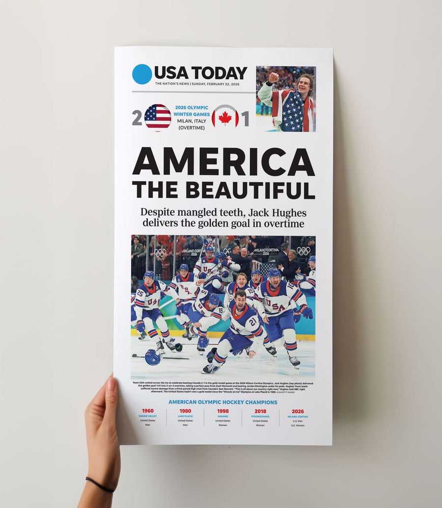 Team USA Hockey Olympics 2026 Gold Front Page Wall Art