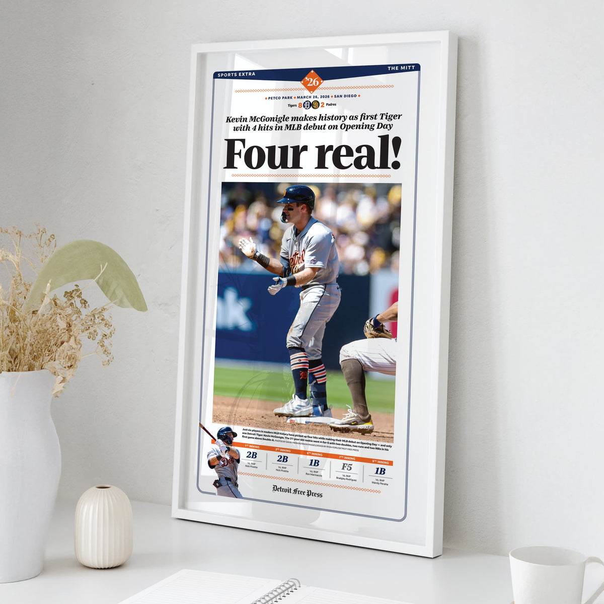 Kevin McGonigle 4-Hit MLB Debut Opening Day Front Page Wall Art