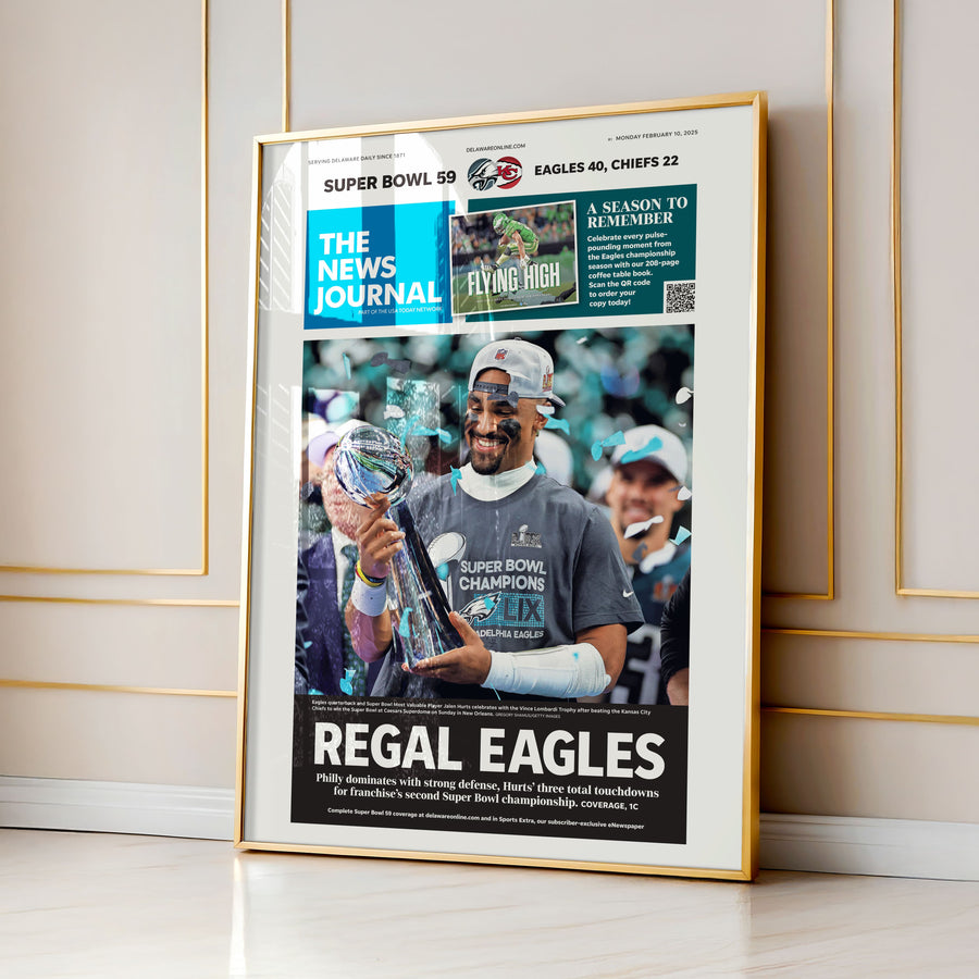 Regal Eagles Super Bowl LIX Commemorative Front Page Wall Art