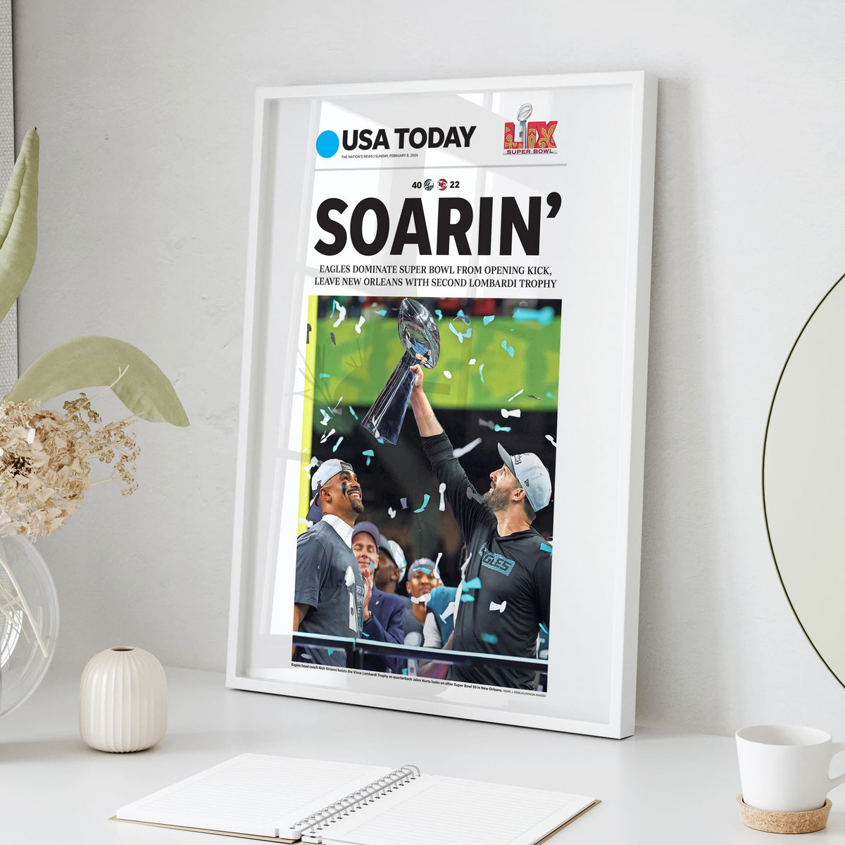 Eagles Soarin' Super Bowl LIX Commemorative Front Page Wall Art
