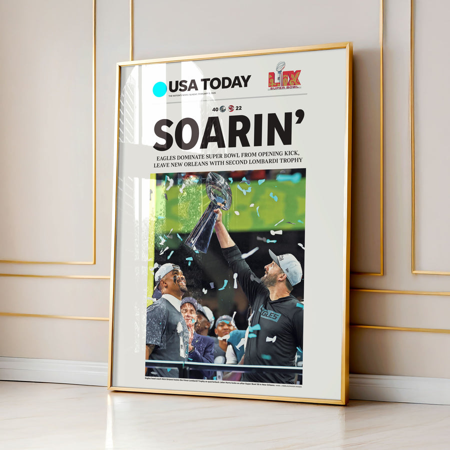Eagles Soarin' Super Bowl LIX Commemorative Front Page Wall Art