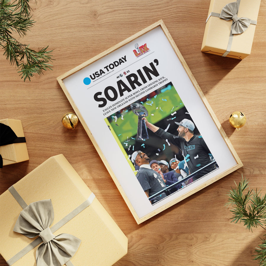 Eagles Soarin' Super Bowl LIX Commemorative Front Page Wall Art