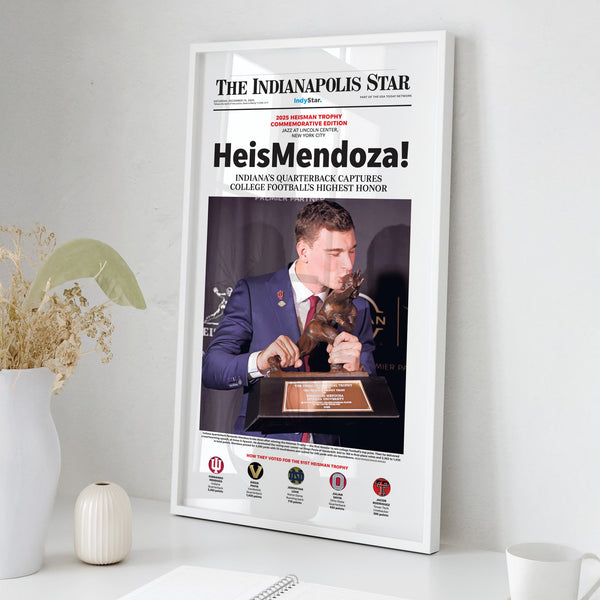 HeisMendoza Indiana Football Fernando Mendoza Heisman Front Page Wall Art