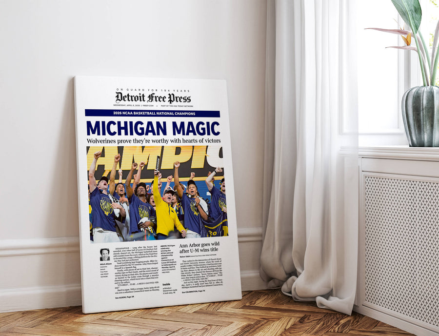 Michigan Magic UM Basketball 2026 Champs Detroit Free Press Front Page Wall Art