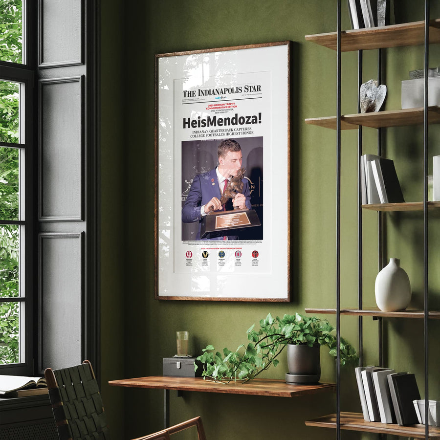 HeisMendoza Indiana Football Fernando Mendoza Heisman Front Page Wall Art