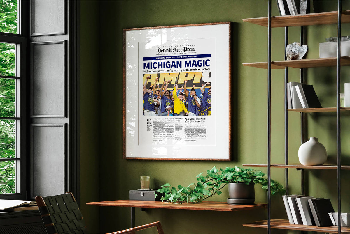 Michigan Magic UM Basketball 2026 Champs Detroit Free Press Front Page Wall Art