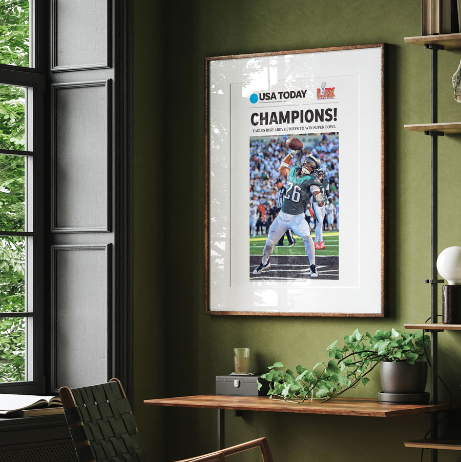 Eagles Super Bowl LIX Champions Saquon Barkley Commemorative Front Page Wall Art