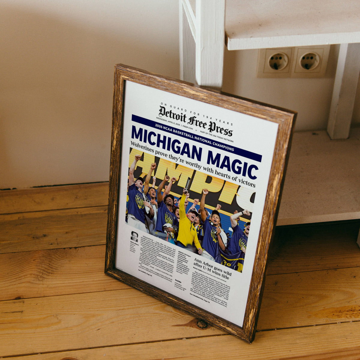 Michigan Magic UM Basketball 2026 Champs Detroit Free Press Front Page Wall Art