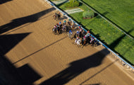The 150th Kentucky Derby Trophy arrives at Churchill Downs, Jan. 30, 2024. CLARE GRANT
