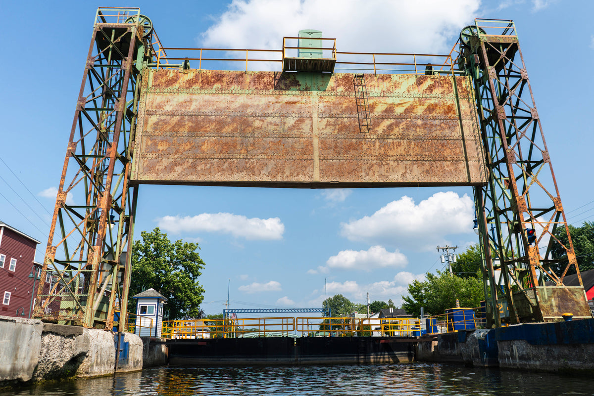 Opened in 1910, Lock E-24 in Baldwinsville was the first operational lock on the New York State Barge Canal system. Zach Krahmer / Syracuse University