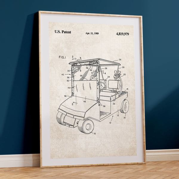 Golf Cart Patent Poster