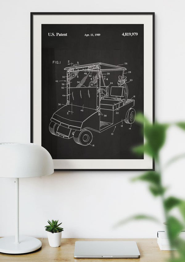 Golf Cart Patent Poster