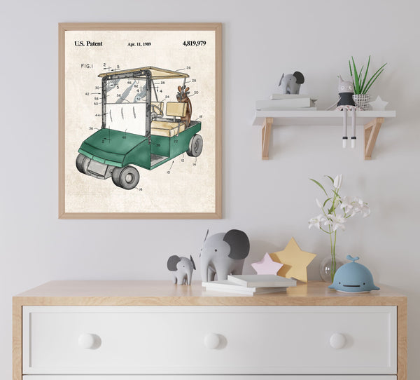 Golf Cart Patent Poster