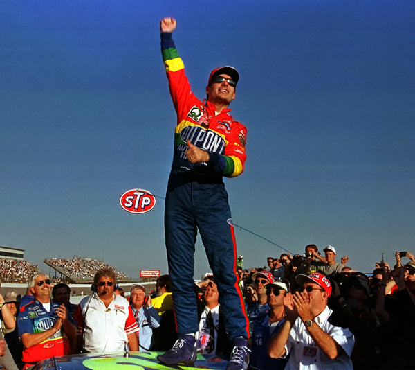 In 1998, Jeff Gordon celebrated one of his four NASCAR Cup championships by pumping his fist atop his DuPont Chevrolet on pit road in Rockingham, N.C. Gordon won 93 Cup races in his career at the sport’s highest level, which ranks third all-time behind only Richard Petty and David Pearson. JEFF SINER / THE CHARLOTTE OBSERVER