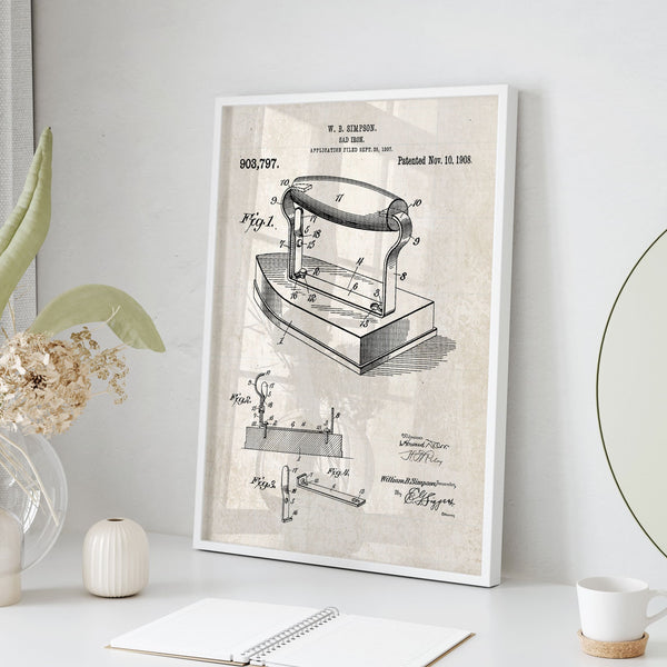 Laundry Room Iron Patent Poster