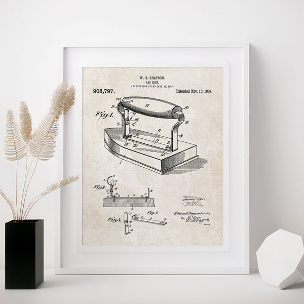 Laundry Room Iron Patent Poster