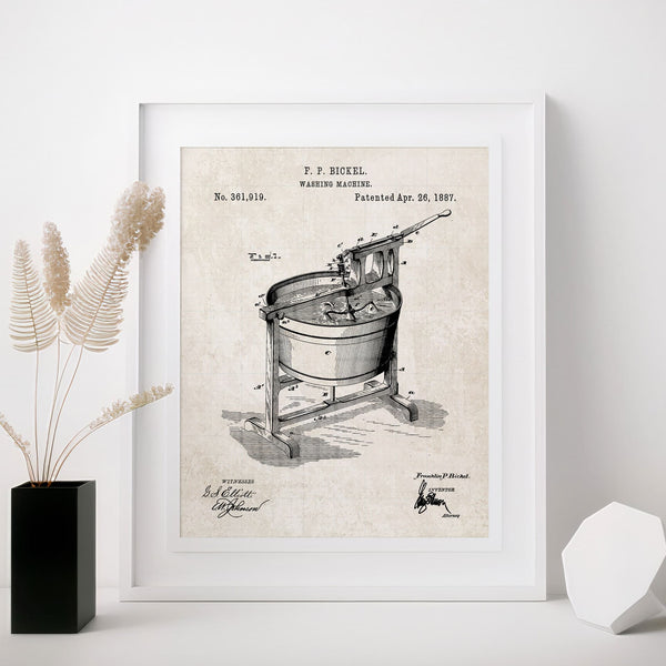 Laundry Room Washing Machine Patent Poster