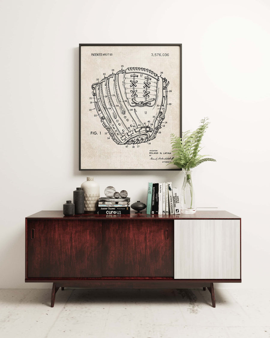 Baseball Glove Patent Wall Art - Vintage Paper