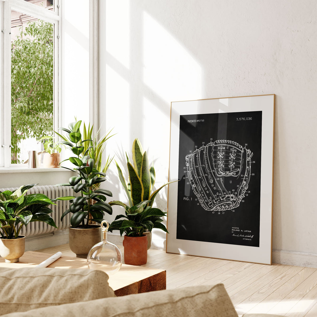 Baseball Glove Patent Wall Art - Chalkboard