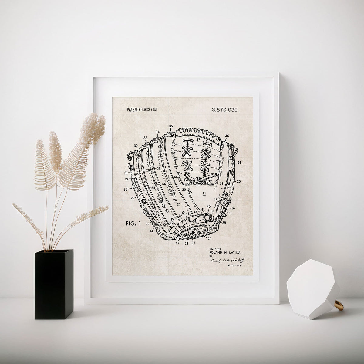 Baseball Glove Patent Wall Art - Vintage Paper
