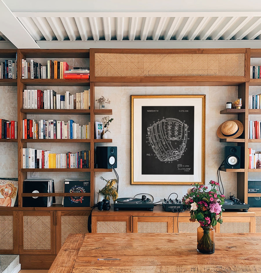Baseball Glove Patent Wall Art - Chalkboard
