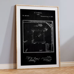 Baseball Field Patent Wall Art - Chalkboard