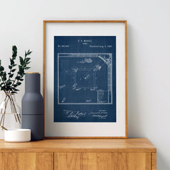 Baseball Field Patent Wall Art - Blueprint