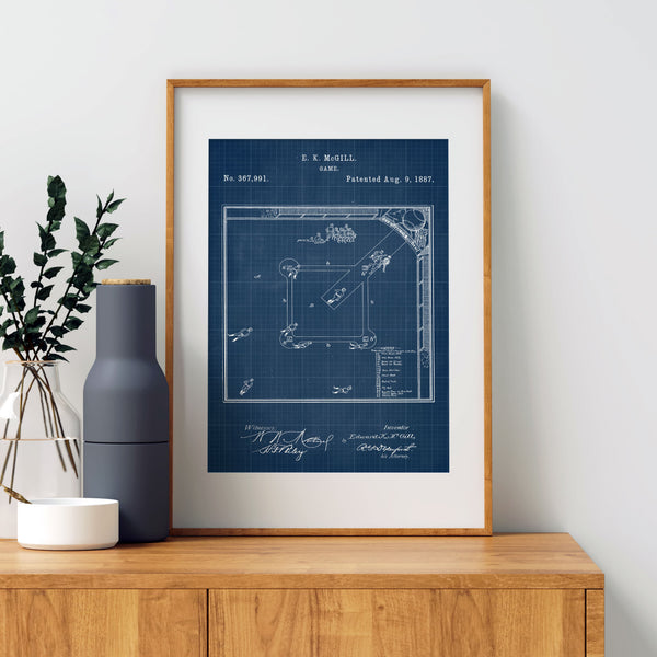 Baseball Field Patent Wall Art - Blueprint