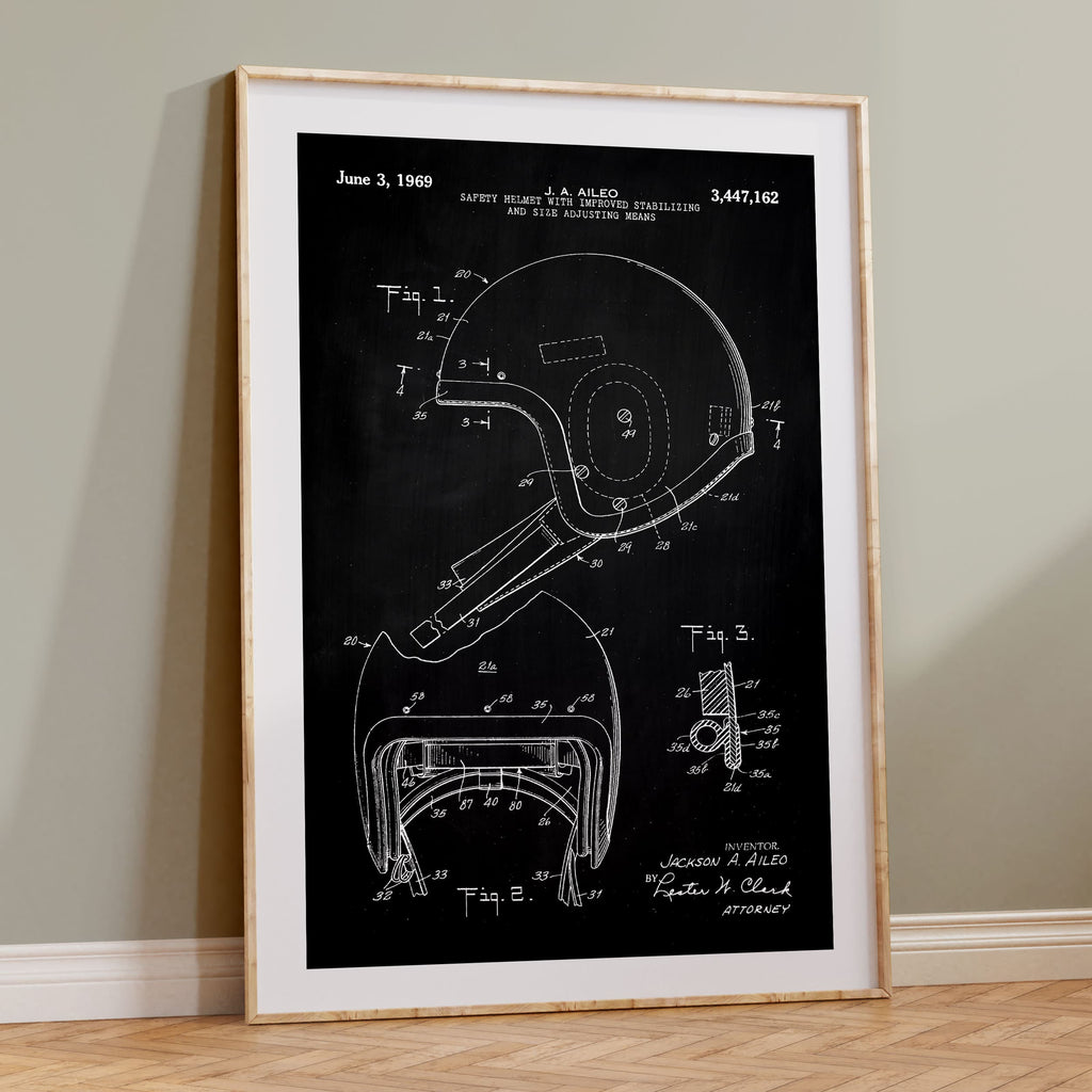 Football Helmet Patent Wall Art - Chalkboard