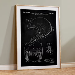 Football Helmet Patent Wall Art - Chalkboard Cover
