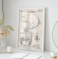 Football Helmet Patent Wall Art - Vintage Paper