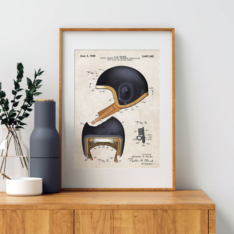 Football Helmet Patent Wall Art Available Styles