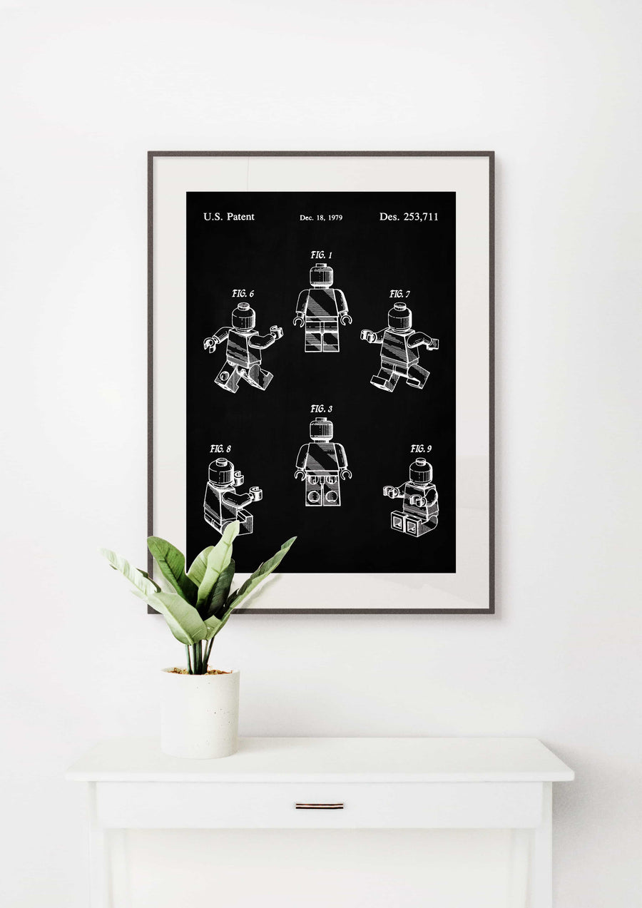 Toy Figure Patent Wall Art - Chalkboard