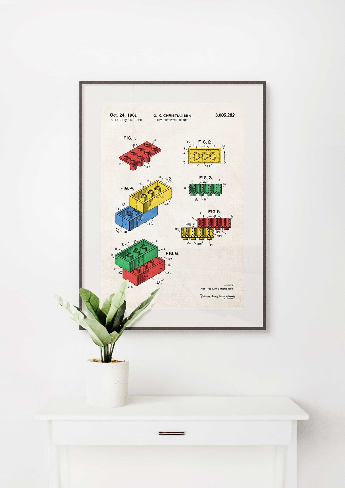 Toy Building Brick Patent Wall Art - Color