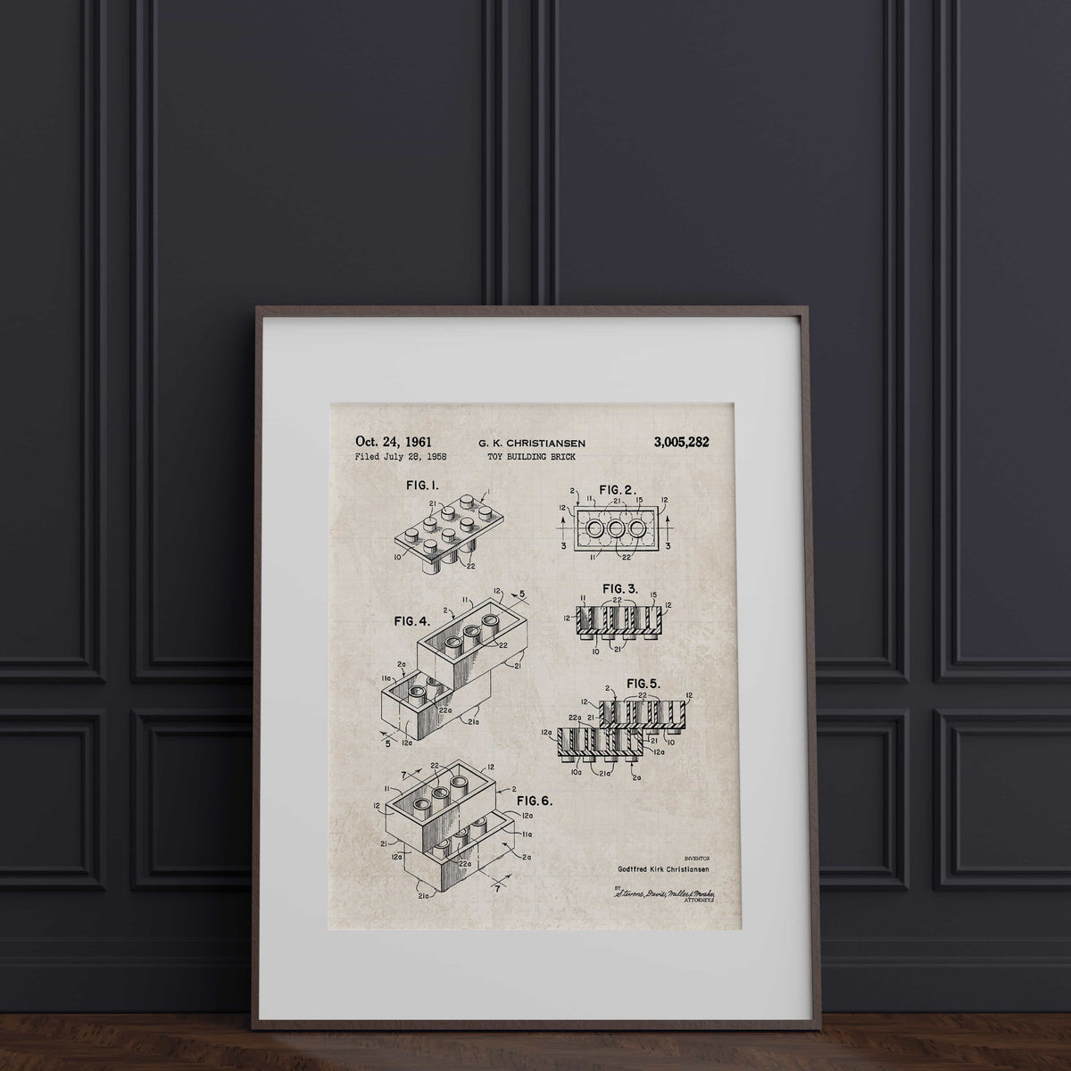 Toy Building Brick Patent Wall Art - Vintage Paper