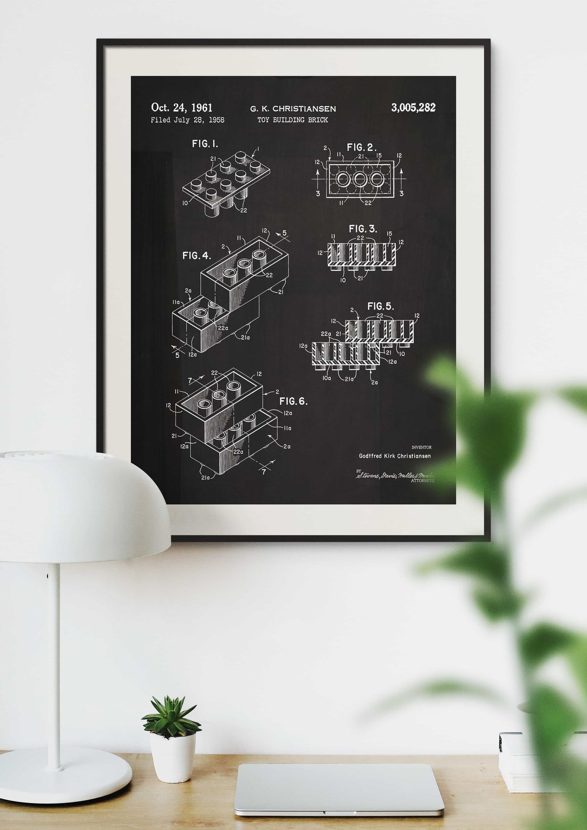 Toy Building Brick Patent Wall Art - Chalkboard