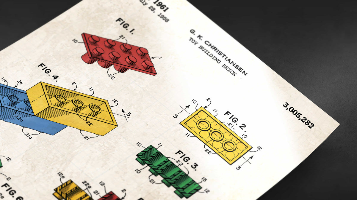 Toy Building Brick Patent Wall Art - Color