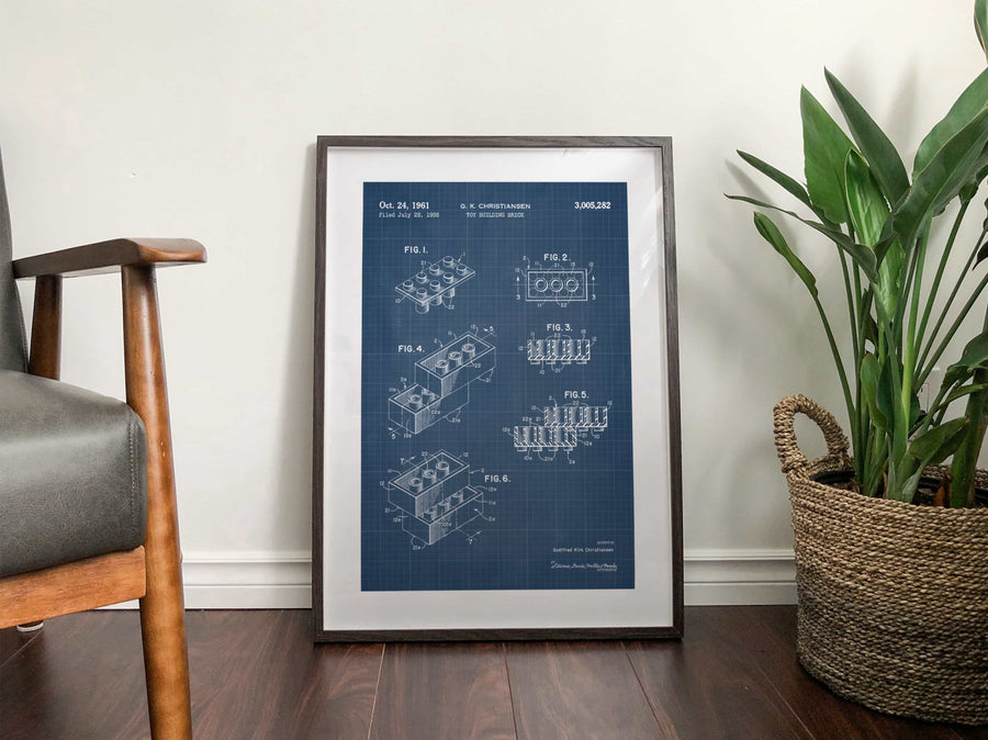 Toy Building Brick Patent Wall Art - Blueprint