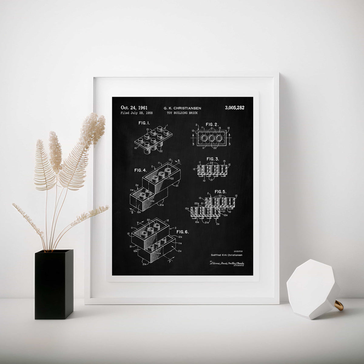 Toy Building Brick Patent Wall Art - Chalkboard