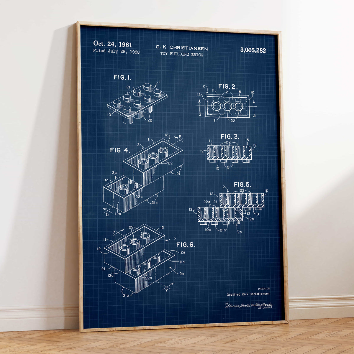 Toy Building Brick Patent Wall Art - Blueprint