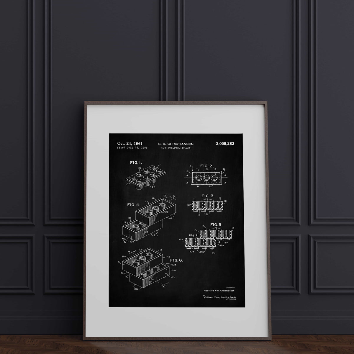 Toy Building Brick Patent Wall Art - Chalkboard