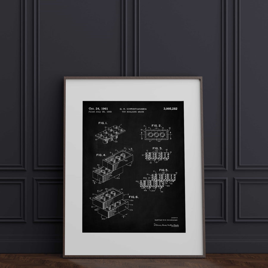 Toy Building Brick Patent Wall Art - Chalkboard